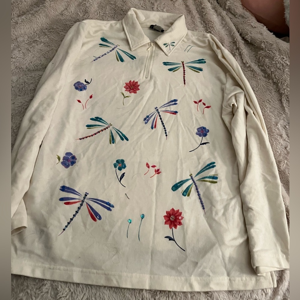 White dragonfly quarter zip